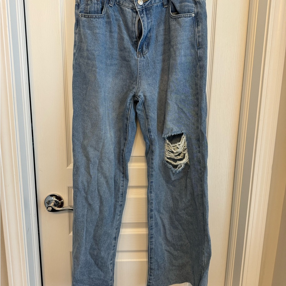 Distressed Blue Jeans